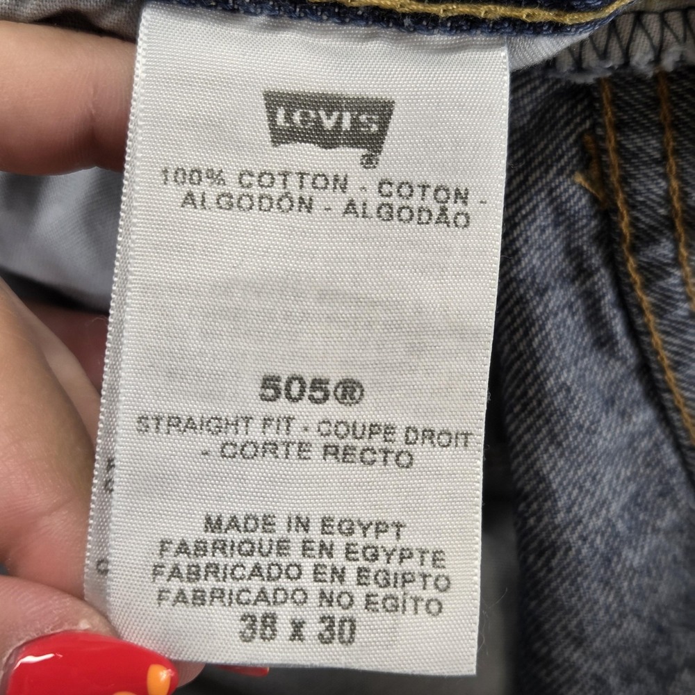 Levis 505 Jeans Mens Blue Medium Wash Regular Straight Denim Zip Fly Fits 36x30 - Picture 8 of 16